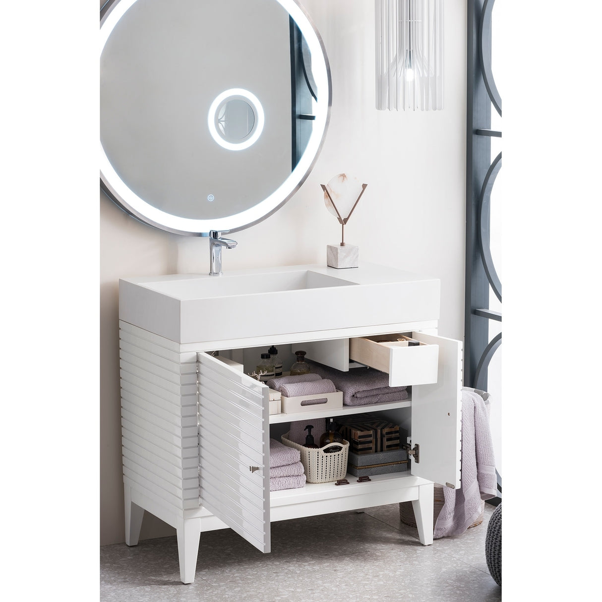 James Martin Vanities Linear 36" Single Vanity, Glossy White