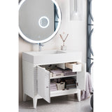 James Martin Vanities Linear 36" Single Vanity, Glossy White