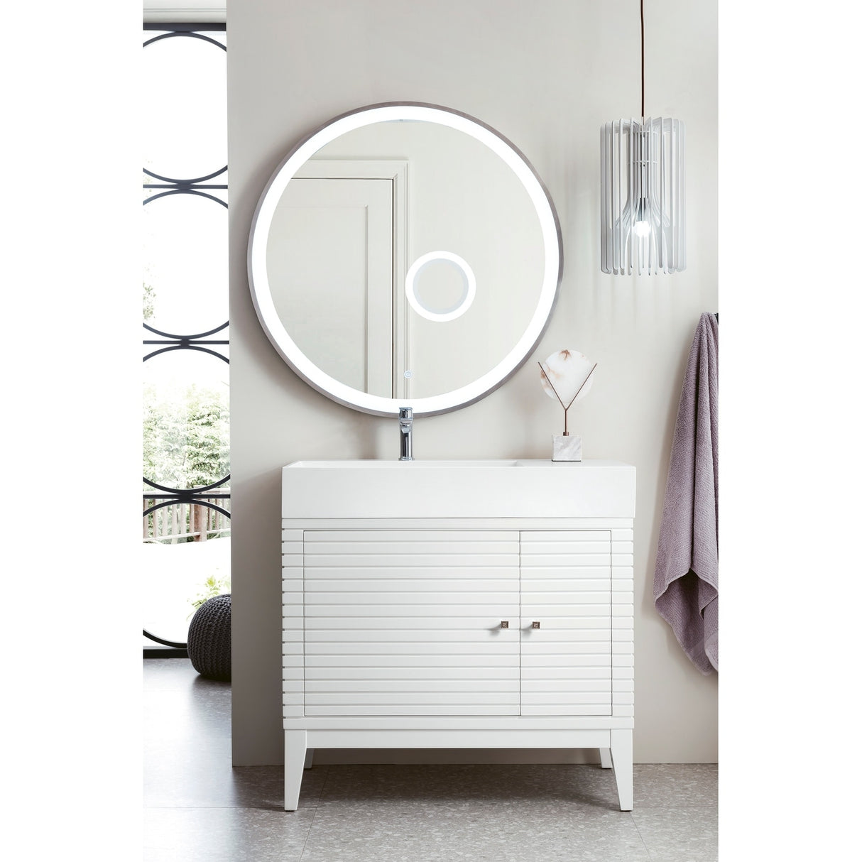 James Martin Vanities Linear 36" Single Vanity, Glossy White