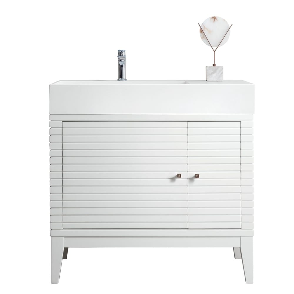 James Martin Vanities Linear 36" Single Vanity, Glossy White
