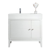 James Martin Vanities Linear 36" Single Vanity, Glossy White
