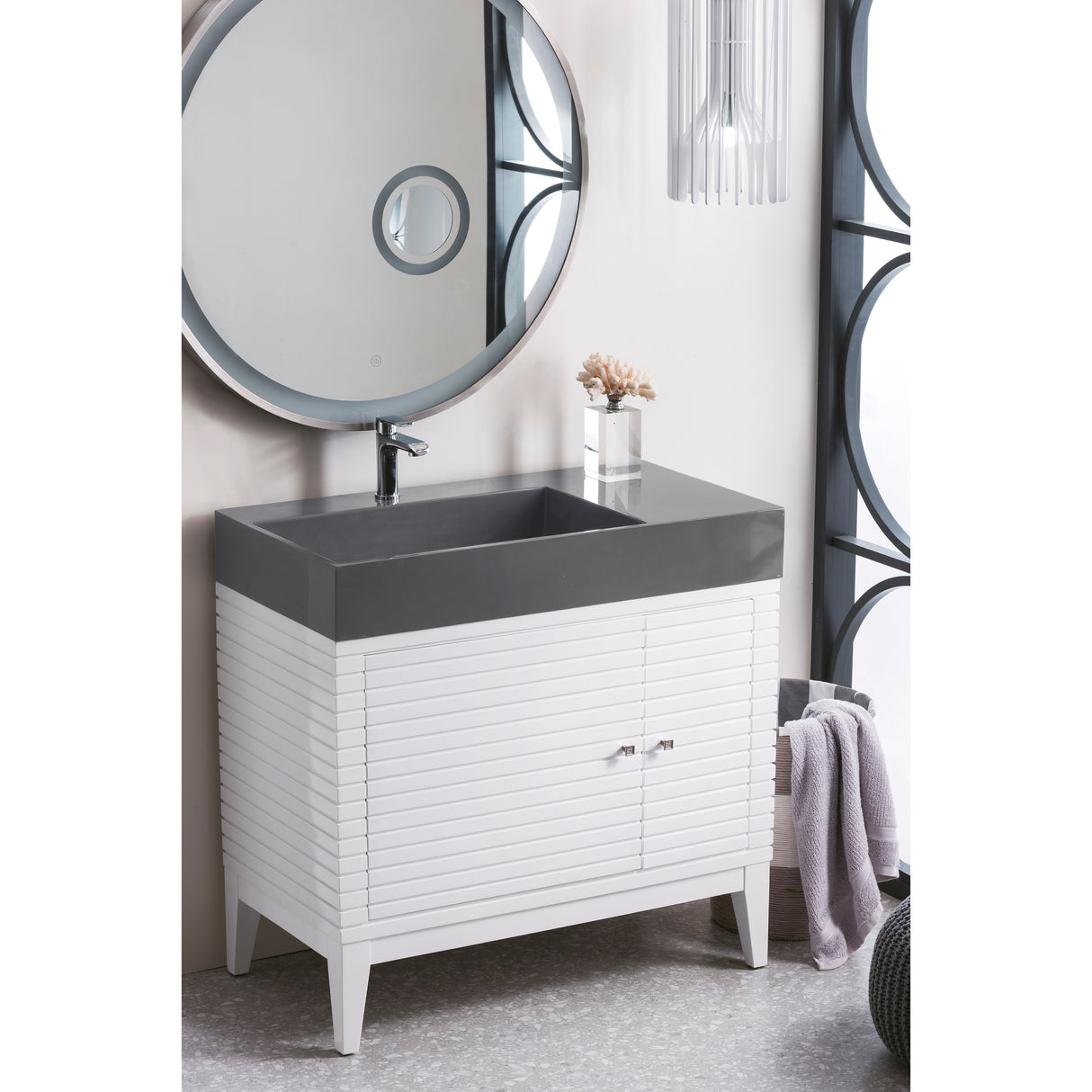 James Martin Vanities Linear 36" Single Vanity, Glossy White