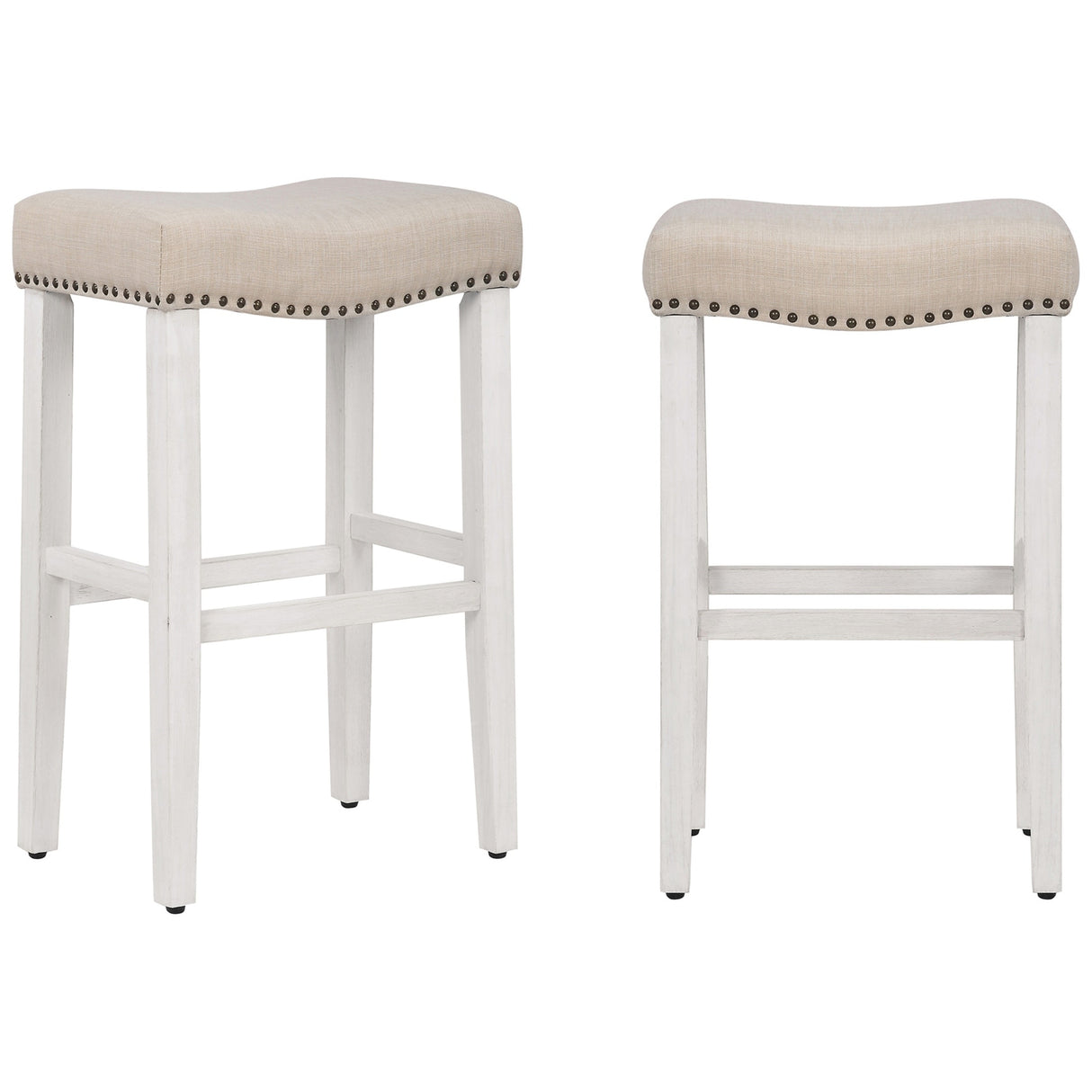 Jameson Upholstered Polyester Antique White 29 Inch Bar Stool (Set Of 2)