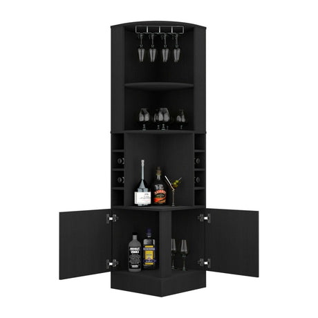 Jamesport 4-Bottle 2-Shelf Bar Cabinet Black Wengue