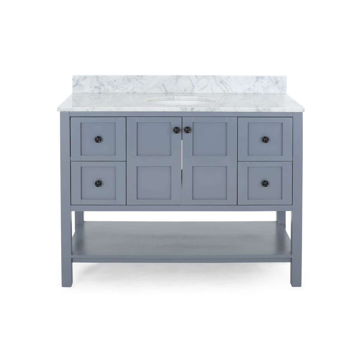 Jamison Contemporary 48" Wood Single Sink Bathroom Vanity with Carrera Marble Top by Christopher Knight Home