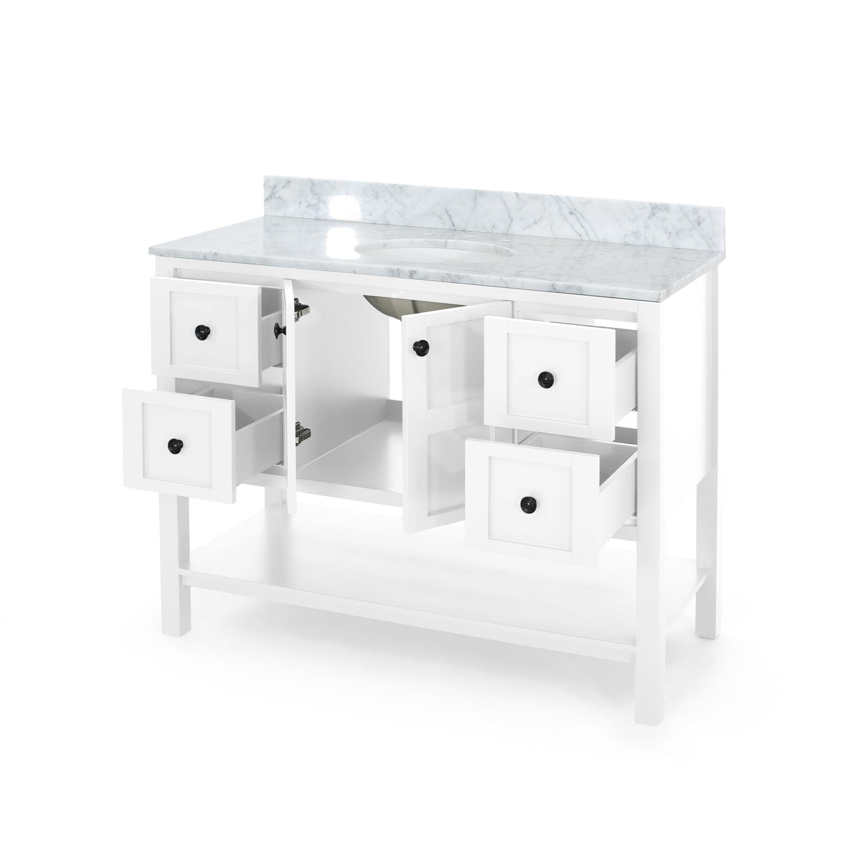 Jamison Contemporary 48" Wood Single Sink Bathroom Vanity with Carrera Marble Top by Christopher Knight Home