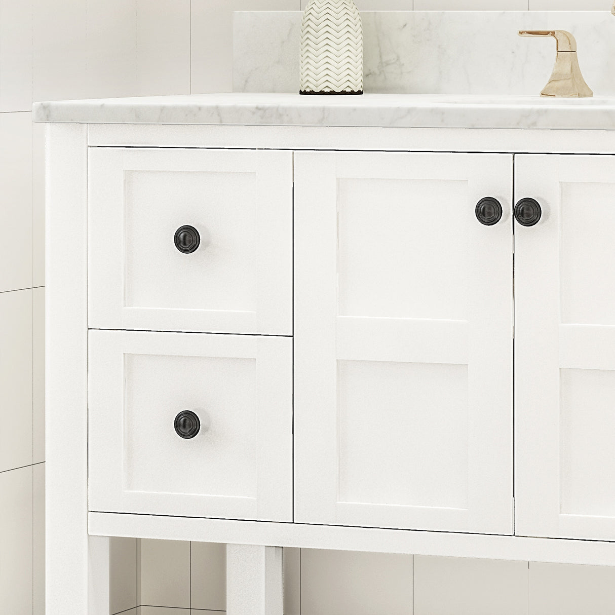 Jamison Contemporary 48" Wood Single Sink Bathroom Vanity with Carrera Marble Top by Christopher Knight Home