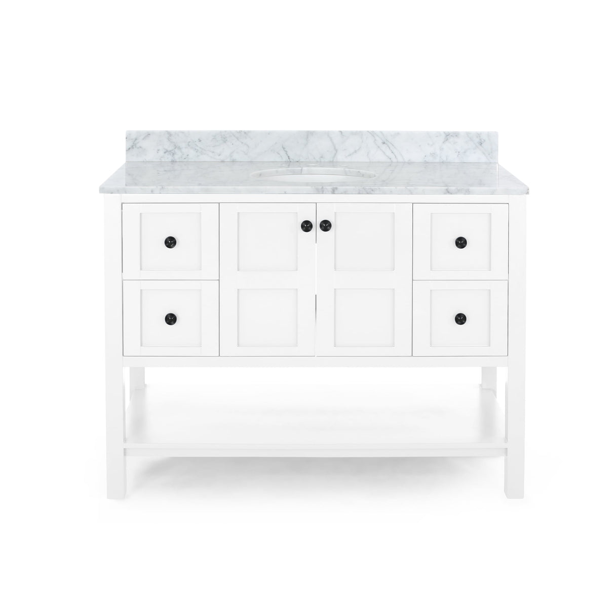 Jamison Contemporary 48" Wood Single Sink Bathroom Vanity with Carrera Marble Top by Christopher Knight Home