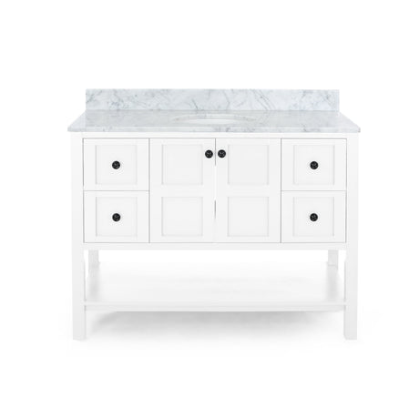 Jamison Contemporary 48" Wood Single Sink Bathroom Vanity with Carrera Marble Top by Christopher Knight Home