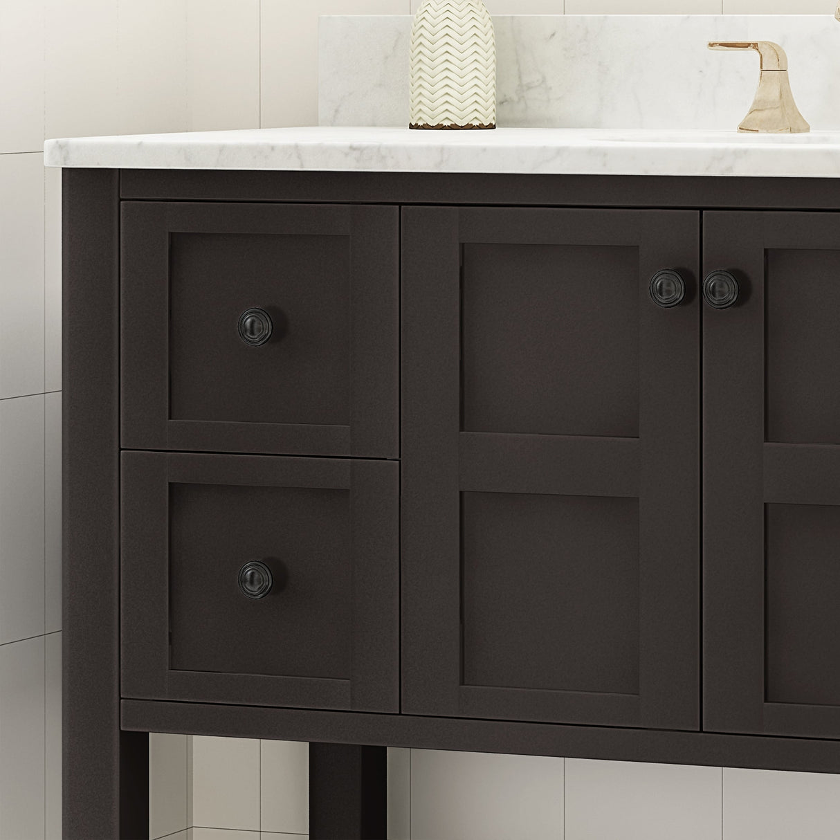 Jamison Contemporary 48" Wood Single Sink Bathroom Vanity with Carrera Marble Top by Christopher Knight Home