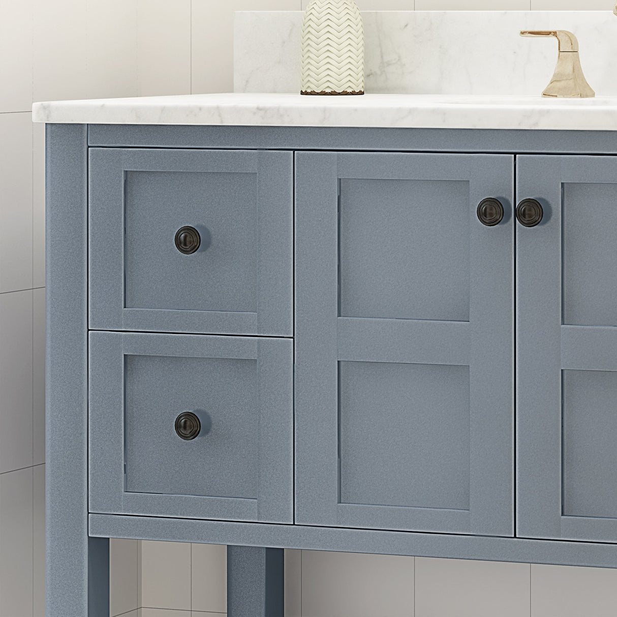 Jamison Contemporary 48" Wood Single Sink Bathroom Vanity with Carrera Marble Top by Christopher Knight Home