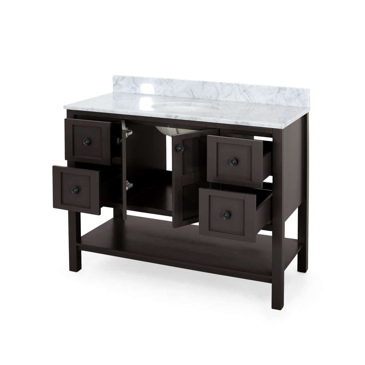 Jamison Contemporary 48" Wood Single Sink Bathroom Vanity with Carrera Marble Top by Christopher Knight Home