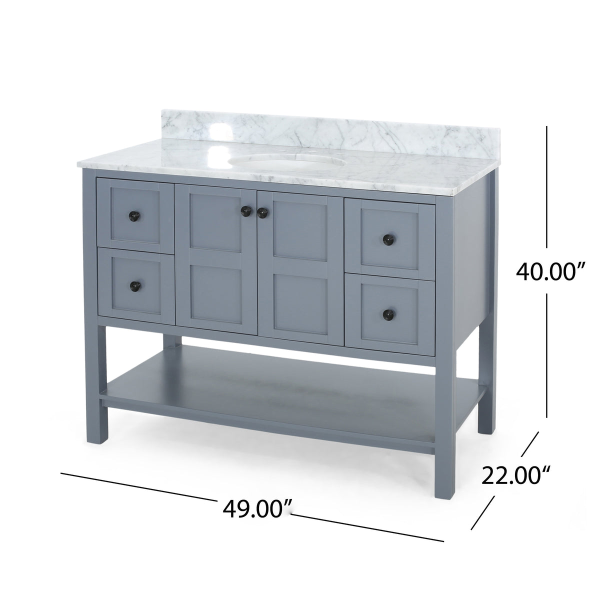 Jamison Contemporary 48" Wood Single Sink Bathroom Vanity with Carrera Marble Top by Christopher Knight Home