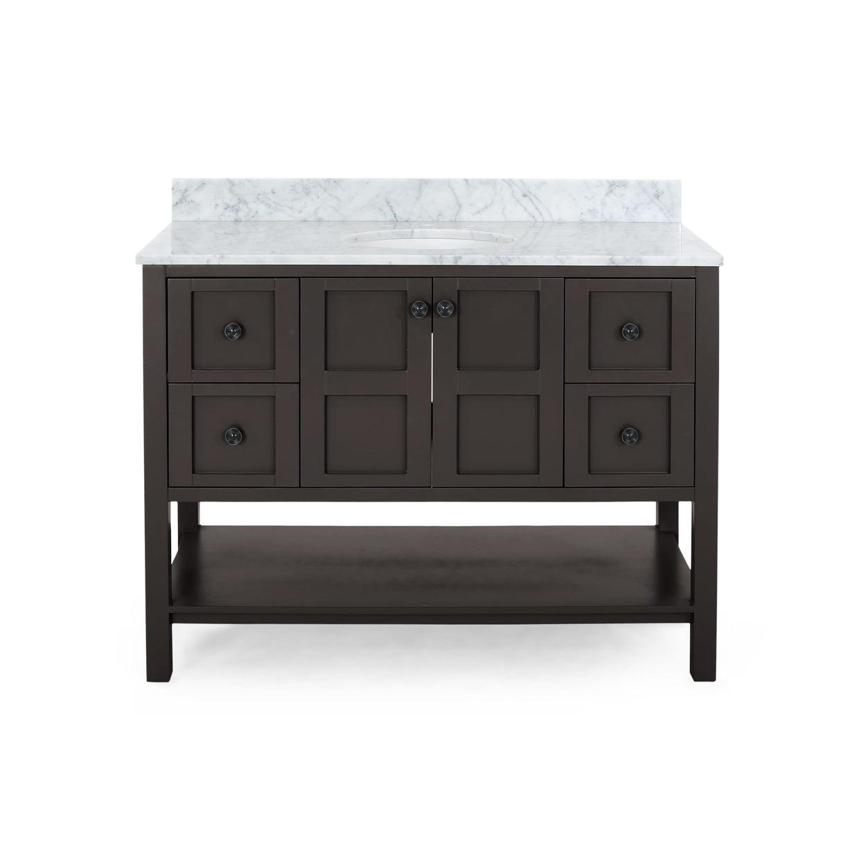 Jamison Contemporary 48" Wood Single Sink Bathroom Vanity with Carrera Marble Top by Christopher Knight Home