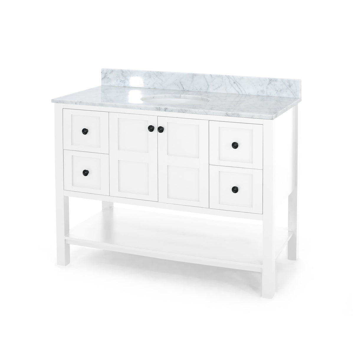 Jamison Contemporary 48" Wood Single Sink Bathroom Vanity with Carrera Marble Top by Christopher Knight Home