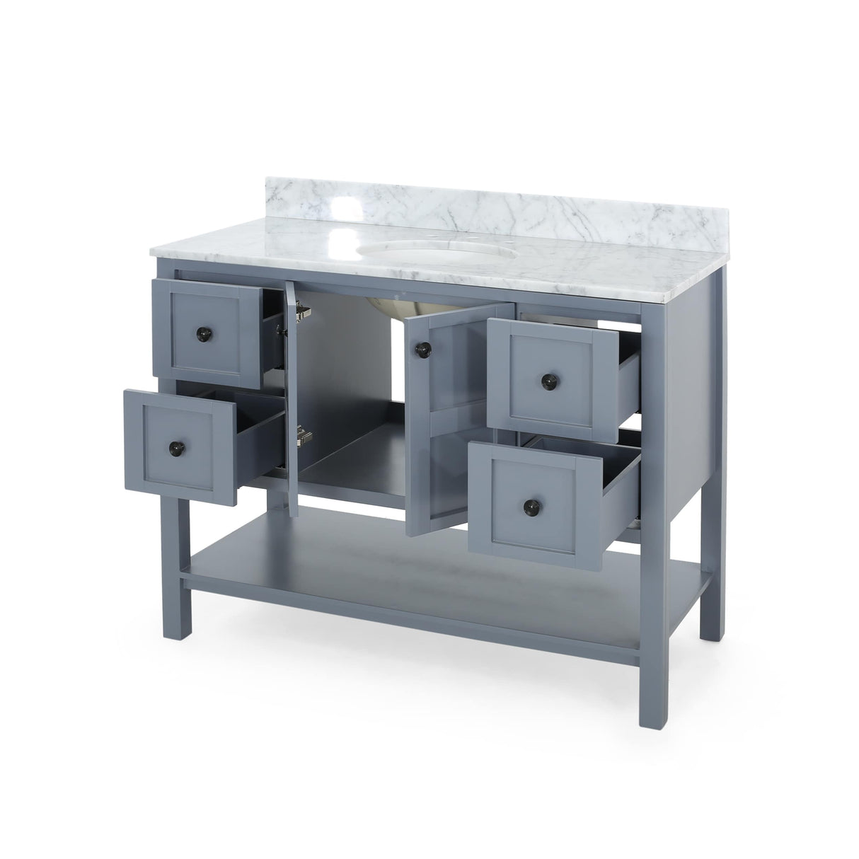 Jamison Contemporary 48" Wood Single Sink Bathroom Vanity with Carrera Marble Top by Christopher Knight Home