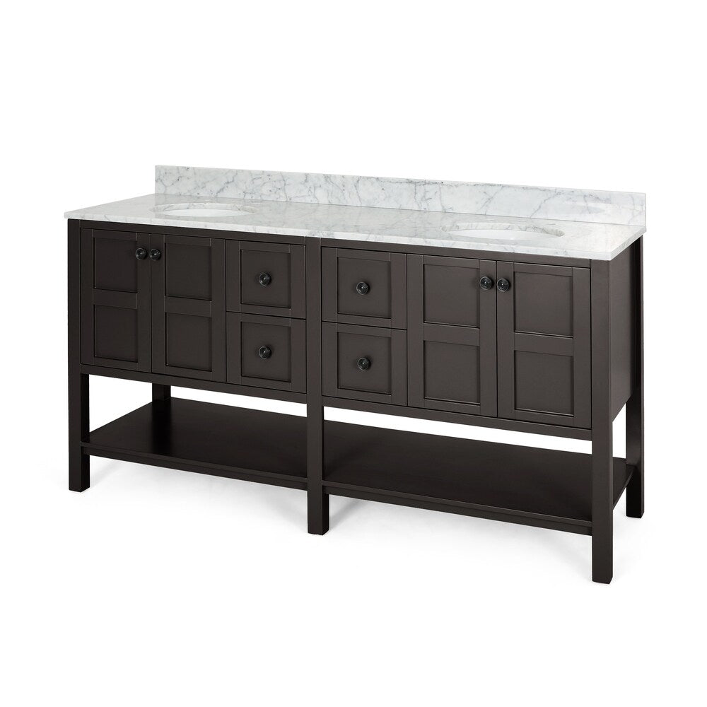 Jamison Contemporary 72" Wood Double Sink Bathroom Vanity with Carrera Marble Top by Christopher Knight Home