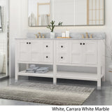 Jamison Contemporary 72" Wood Double Sink Bathroom Vanity with Carrera Marble Top by Christopher Knight Home