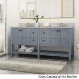 Jamison Contemporary 72" Wood Double Sink Bathroom Vanity with Carrera Marble Top by Christopher Knight Home