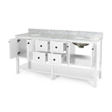 Jamison Contemporary 72" Wood Double Sink Bathroom Vanity with Carrera Marble Top by Christopher Knight Home