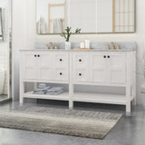 Jamison Contemporary 72" Wood Double Sink Bathroom Vanity with Carrera Marble Top by Christopher Knight Home