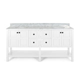 Jamison Contemporary 72" Wood Double Sink Bathroom Vanity with Carrera Marble Top by Christopher Knight Home