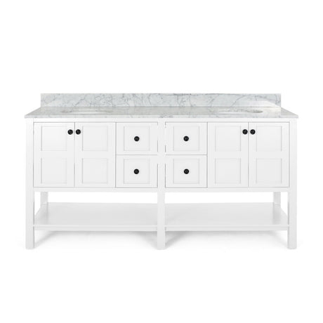 Jamison Contemporary 72" Wood Double Sink Bathroom Vanity with Carrera Marble Top by Christopher Knight Home
