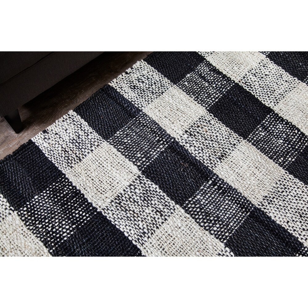 Jani Bluff Black and Ivory Plaid Jute Rug - Glen Design, 8' x 10' Feet Area Rug