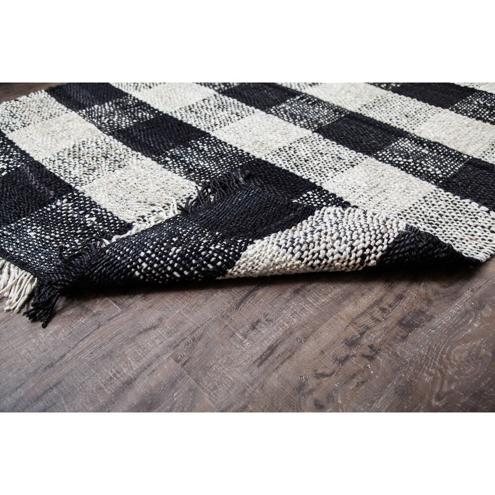 Jani Bluff Black and Ivory Plaid Jute Rug - Glen Design, 8' x 10' Feet Area Rug