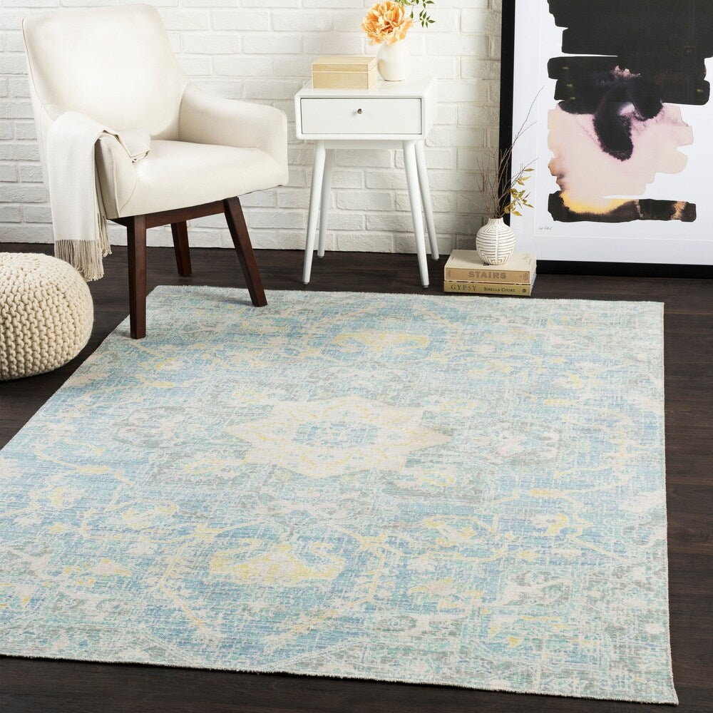 Janson Vintage Medallion Blue Area Rug - 3' x 5'