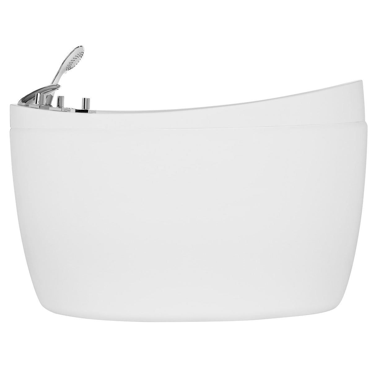 Japanese style 59 in. Acrylic Deep Soaking Freestanding Bathtub with Faucets and Integral Seat