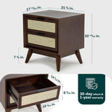 Jasper Nightstand/Side Table/Dresser, Easy to Assemble, Mid Century 17.7"D x 21.6"W x 22.8"H