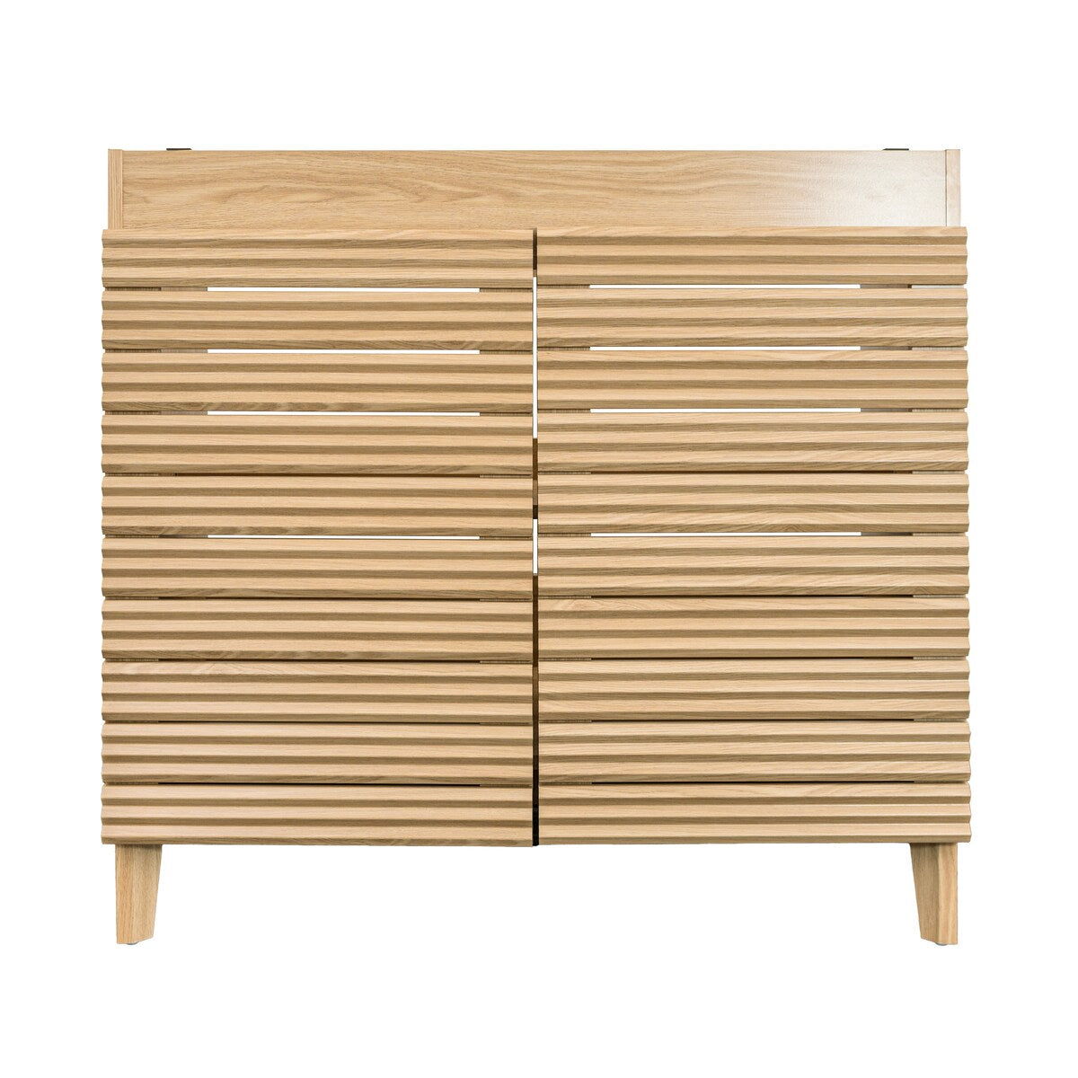 Javer Thin Linear Slat Modern Farmhouse 2-Shelf Bath Vanity Cabinet Only (Sink Basin not Included), by JONATHAN Y