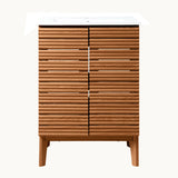 Javer Thin Linear Slat Modern Farmhouse 2-Shelf Bath Vanity Cabinet Only (Sink Basin not Included), by JONATHAN Y