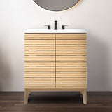 Javer Thin Linear Slat Modern Farmhouse 2-Shelf Bath Vanity Cabinet Only (Sink Basin not Included), by JONATHAN Y