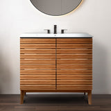Javer Thin Linear Slat Modern Farmhouse 2-Shelf Bath Vanity Cabinet Only (Sink Basin not Included), by JONATHAN Y