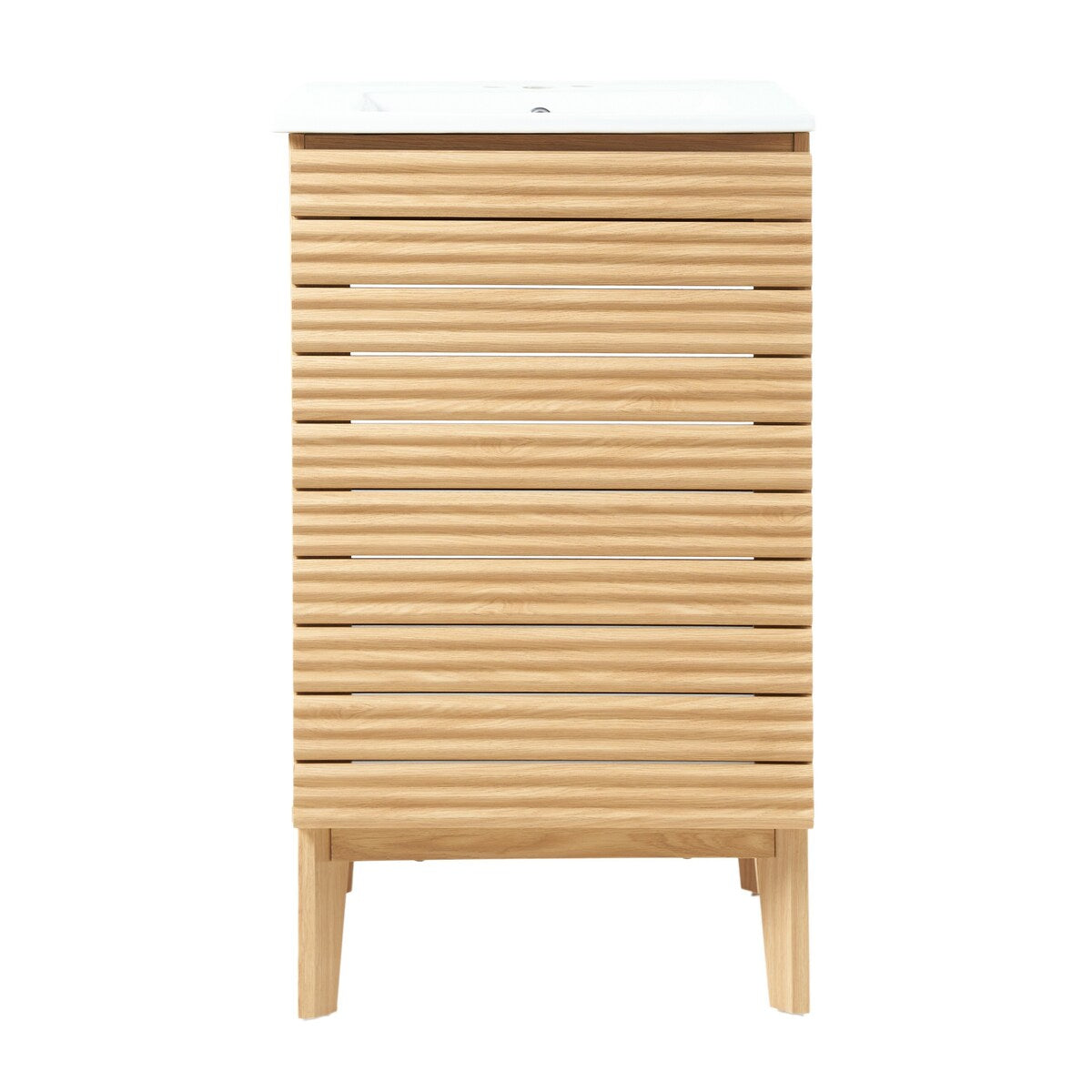 Javer Thin Linear Slat Modern Farmhouse 2-Shelf Bath Vanity Cabinet Only (Sink Basin not Included), by JONATHAN Y