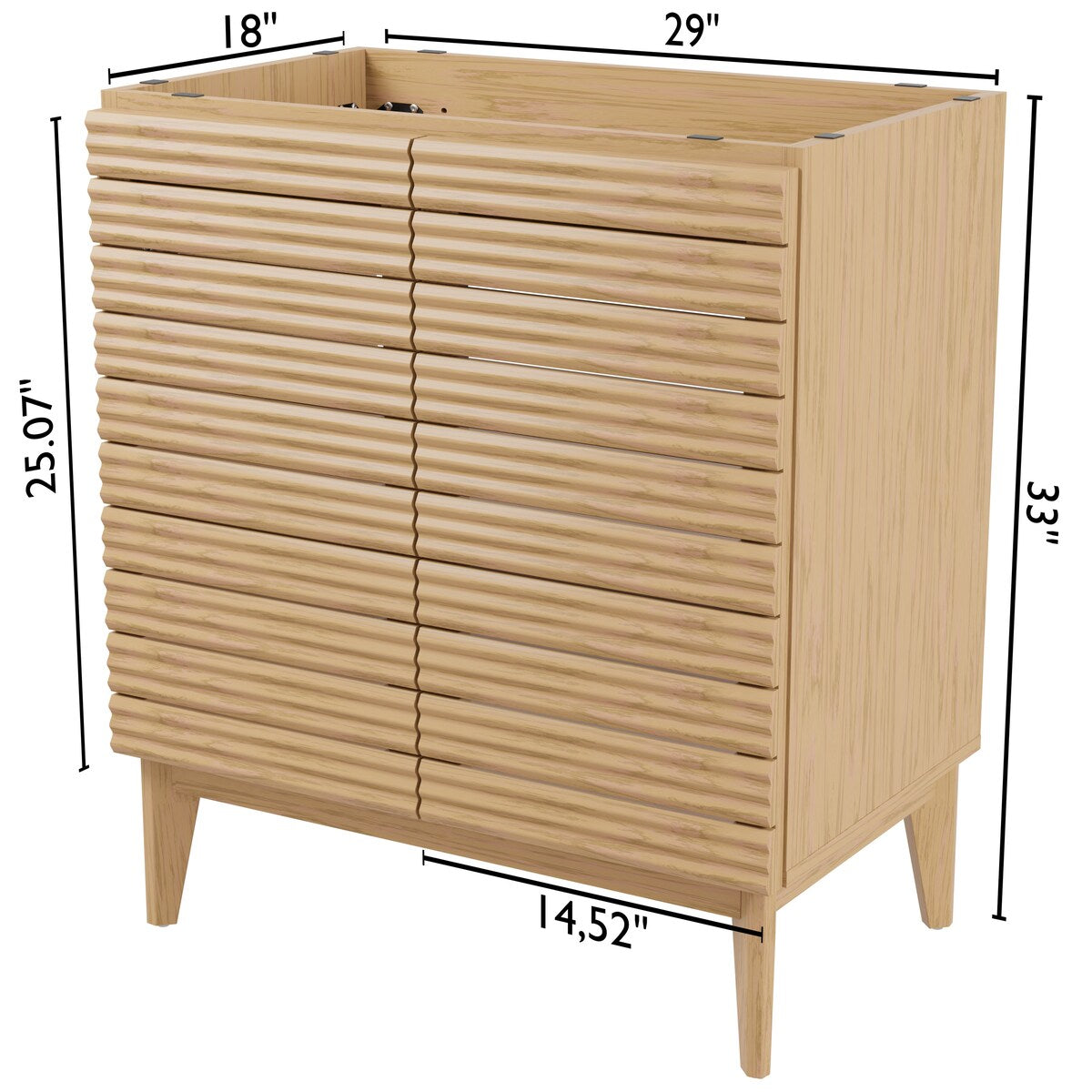 Javer Thin Linear Slat Modern Farmhouse 2-Shelf Bath Vanity Cabinet Only (Sink Basin not Included), by JONATHAN Y