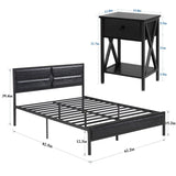 Javlergo 3-Piece Bedroom Sets Wooden Platform Bed Frame with 2 Nightstands, No Box Spring Needed, Black
