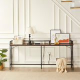 Javlergo Extra Long Console/Sofa Table with Charging Station & Power Outlet