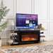 Javlergo Fireplace TV Stand with Power Outlet, Entertainment Center for 75 Inch TV Cabinet with Open Shelves