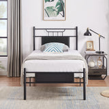Javlergo Platform Bed Frame with Wooden Headboard Mattress Foundation/No Box Spring Needed
