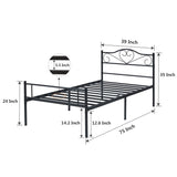 Javlergo Set of 2 Twin Metal Platform Bed Frame with Headboard and Footboard, No Box Spring Needed