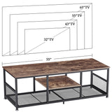 Javlergo TV Stand Industrial Entertainment Center Media Console Table with Storage and Mesh Shelf for Living Room/Bedroom, Brown