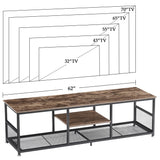 Javlergo TV Stand Industrial Entertainment Center Media Console Table with Storage and Mesh Shelf for Living Room/Bedroom, Brown