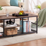 Javlergo TV Stand Industrial Entertainment Center Media Console Table with Storage and Mesh Shelf for Living Room/Bedroom, Brown