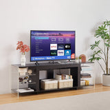 Javlergo TV Stand for TVs up to 75 Inch, Modern Entertainment Center with Open Shelves and Power Outlet