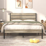 Javlergo Twin/Full/Queen Platform Bed Frame with Wooden Headboard, No Box Spring Needed, Slate