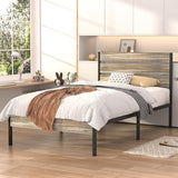 Javlergo Twin/Full/Queen Platform Bed Frame with Wooden Headboard, No Box Spring Needed, Slate