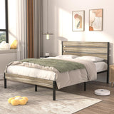 Javlergo Twin/Full/Queen Platform Bed Frame with Wooden Headboard, No Box Spring Needed, Slate